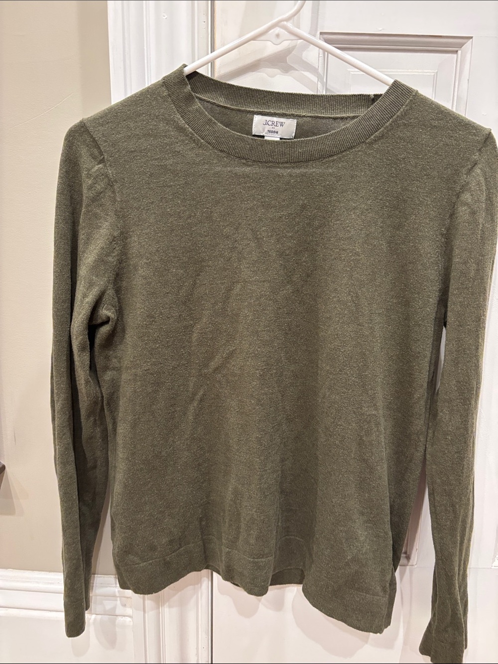 J. Crew Olive Crewneck Lightweight Sweater